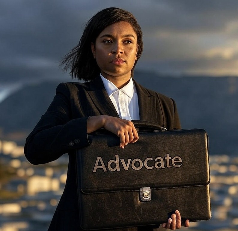 Advocate holding a briefcase