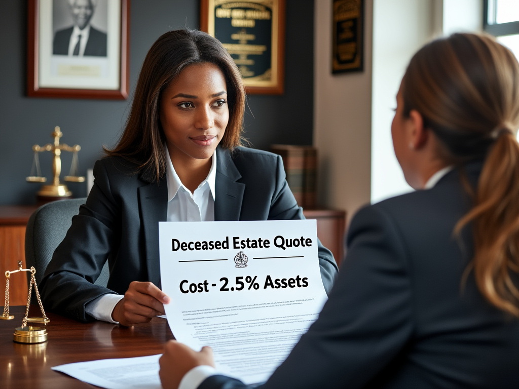 Deceased estate quote being presented by an estate attorney to the heir of the deceased