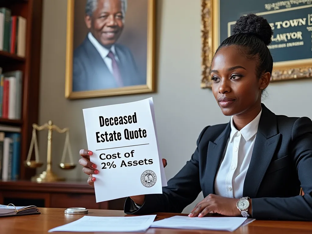 Deceased estate quote being shown by an estate lawyer, with a cost quoted of 2% of the gross assets