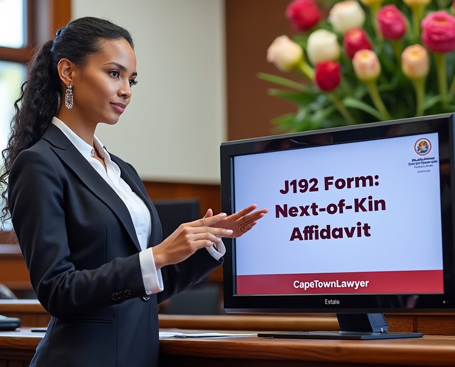 Cape Town Lawyer presenting on J192 Form: next-of-kin affidavit