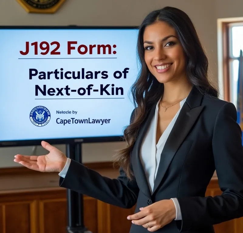 Cape Town Lawyer presenting on the J192 : particulars of next-of-kin