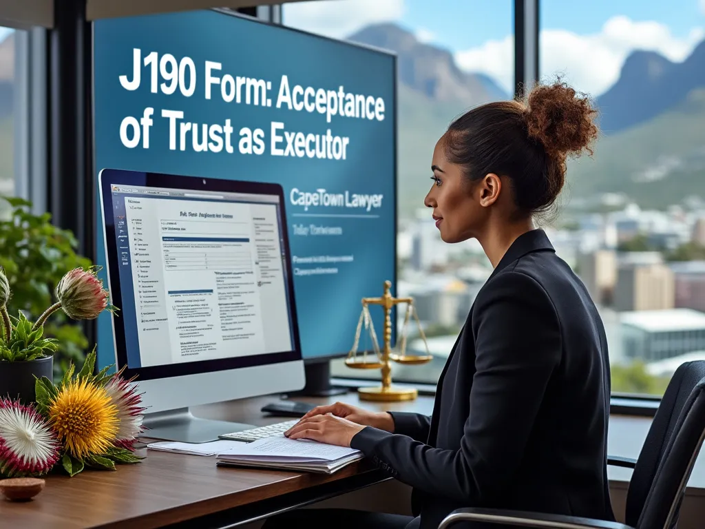 J190 form : Acceptance of Trust as Executor - being read by a lawyer on a computer screen