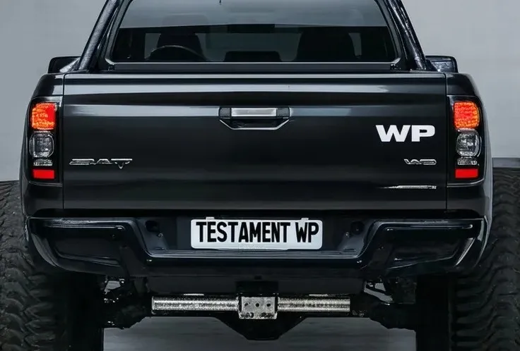 Bakkie with number plate TESTAMENT WP