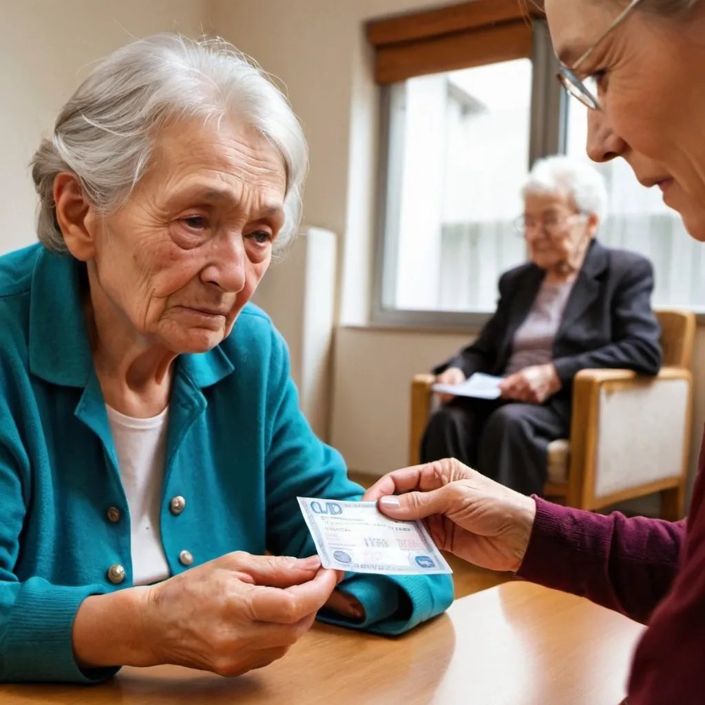 Old lady receiving pension