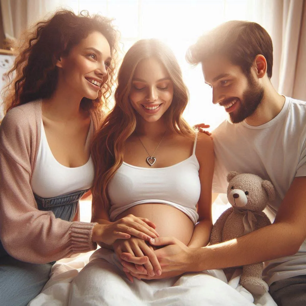 Surrogate mother with commissioning parents