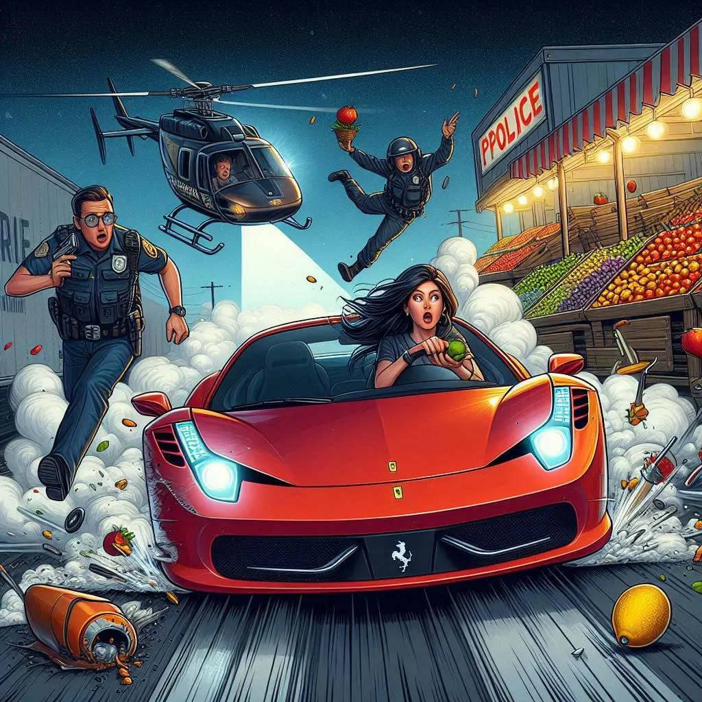 Lady speeding in Ferarri with traffic police chasing