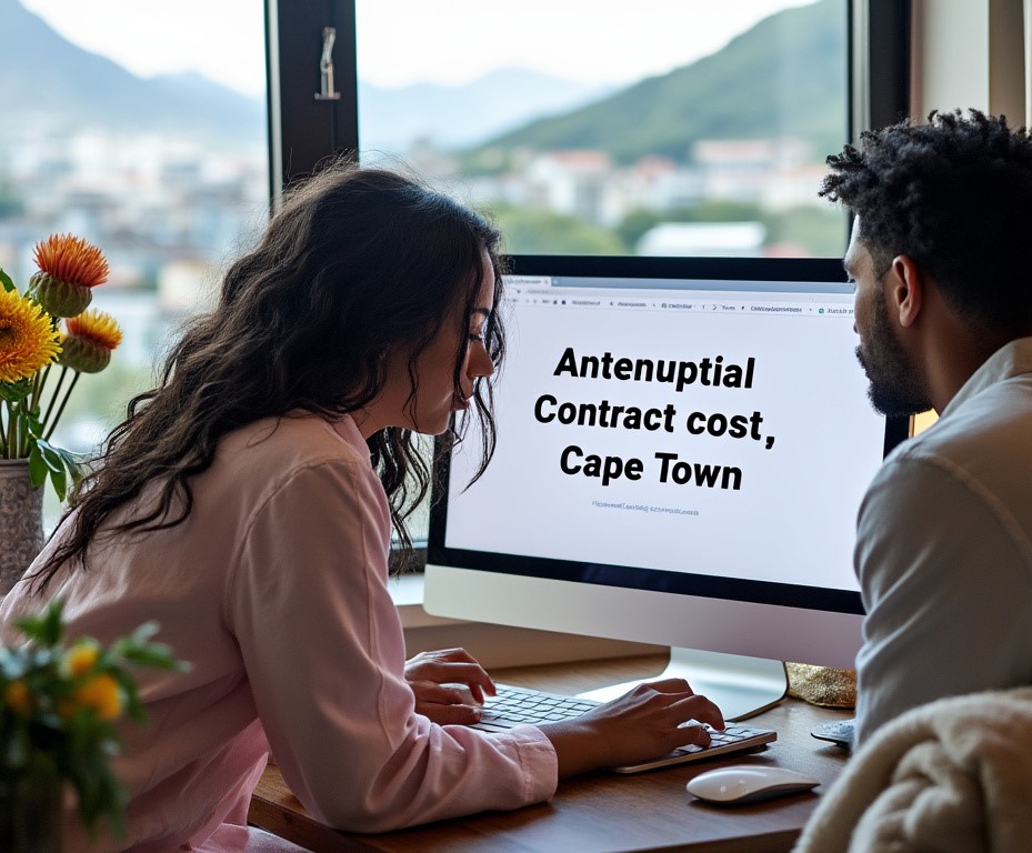 Couple researching the cost of an antenuptial contract cost in Cape Town