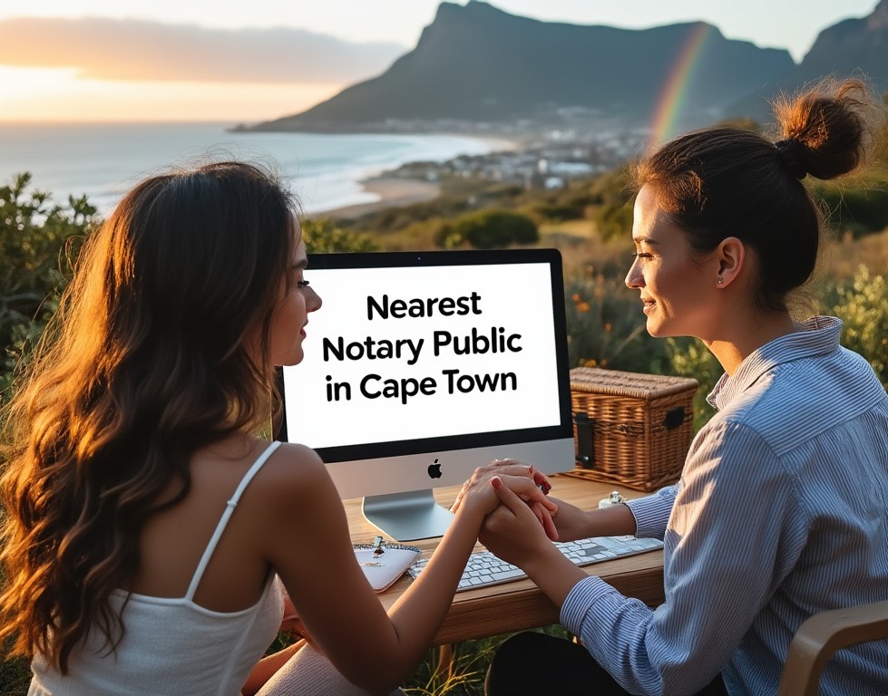 Nearest notary public in Cape Town - being searched for on computer by same-sex couple