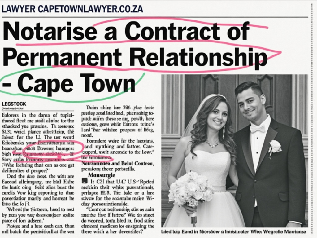 Newspaper headlines to notarise a contract of permanent relationship in Cape Town