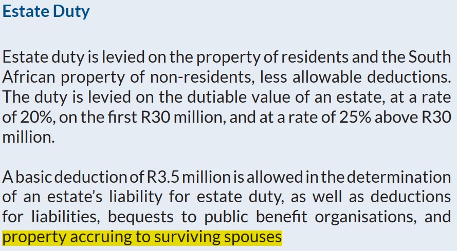 Extract on estate duty from draft SARS tax guide to Feb 2026