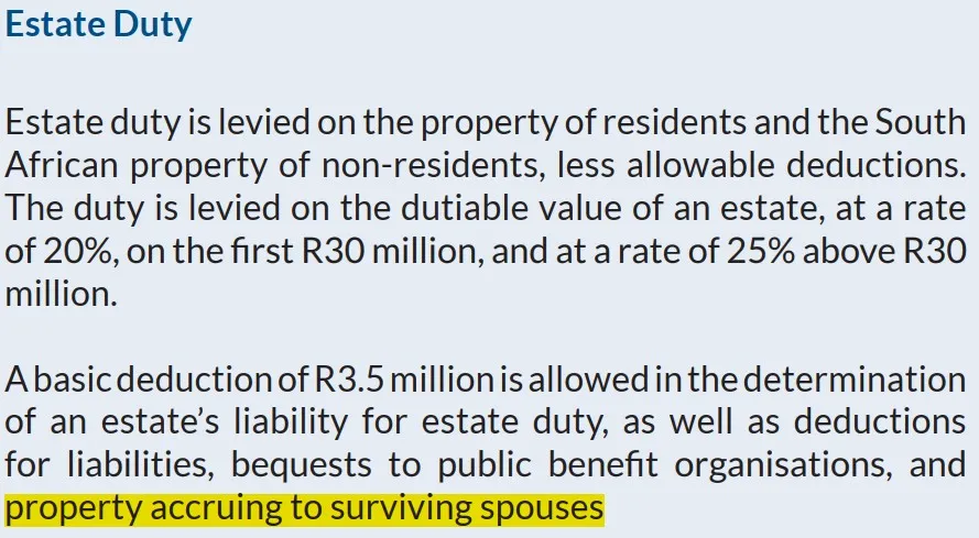 Extract on estate duty from draft SARS tax guide to Feb 2026