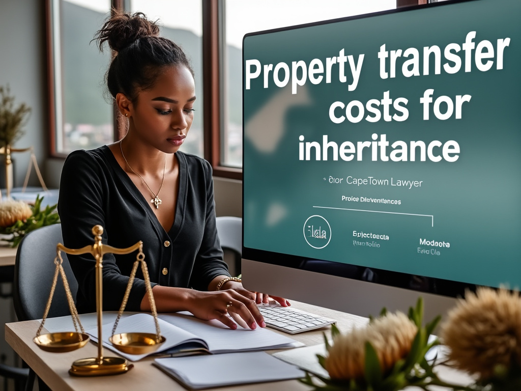 Property lawyer working on the transfer costs for property which is inherited