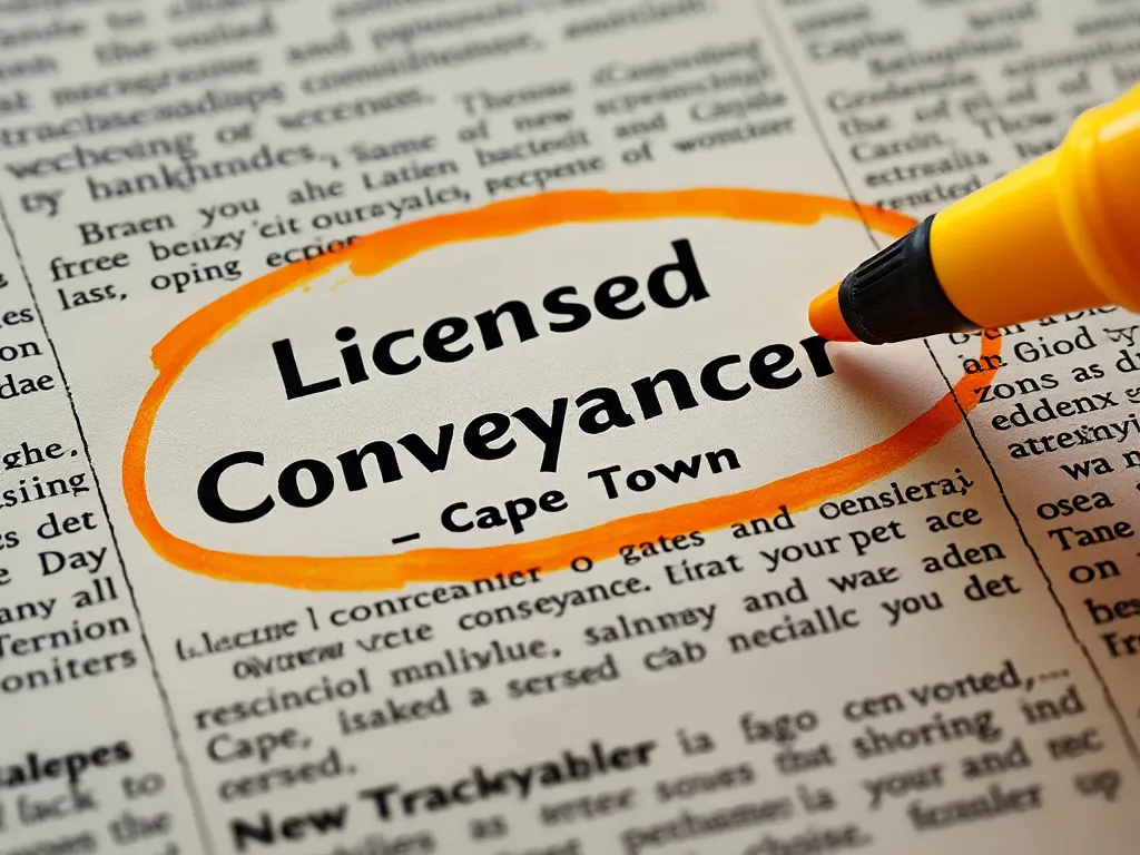 Newspaper ad for a licensed conveyancer in Cape Town