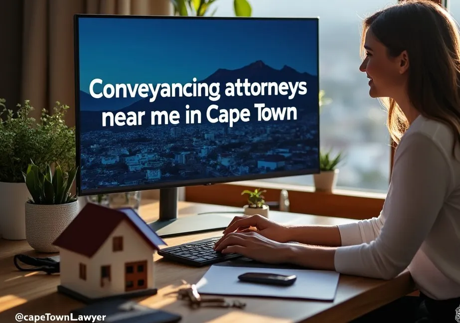 Conveyancing attorneys near me in Cape Town on the computer screen with property seller researching