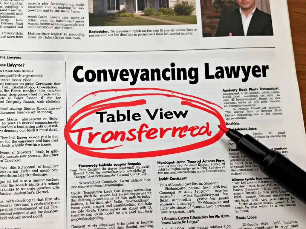 Newspaper headline - Conveyanciing Lawyer Table View - Transferred