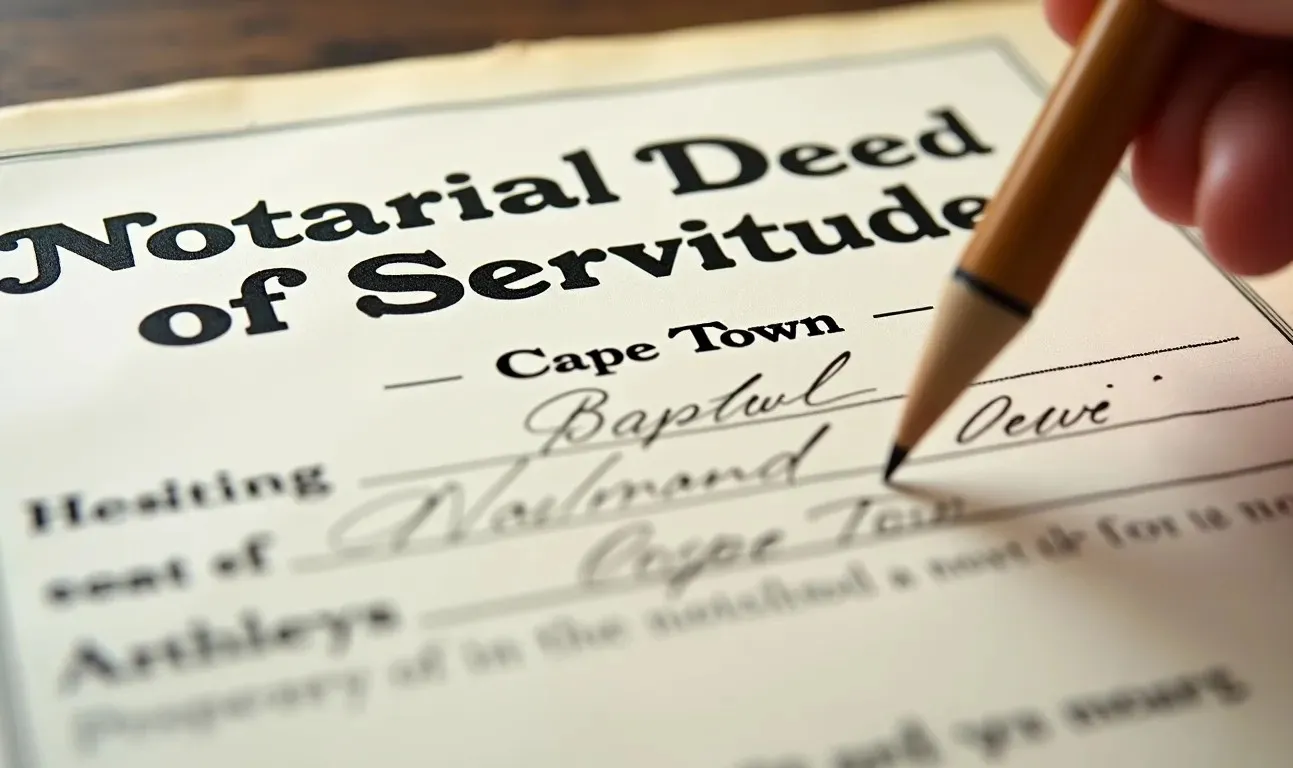 Notarial deed of servitude for a property in Cape Town