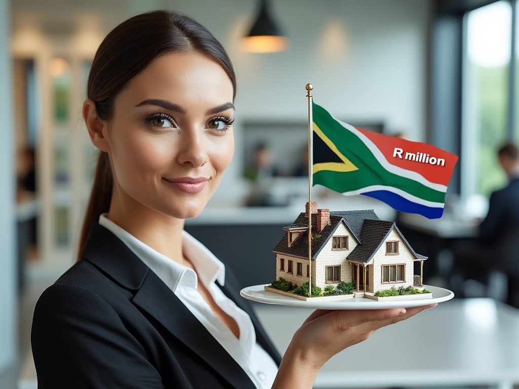 Property lawyer holding a miniature house symbolising her care for a house she is selling
