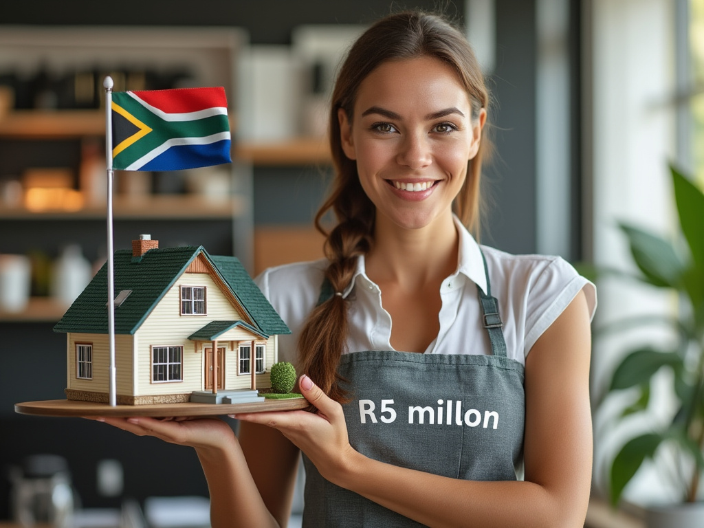 Waitress serving a house with a R5 million price