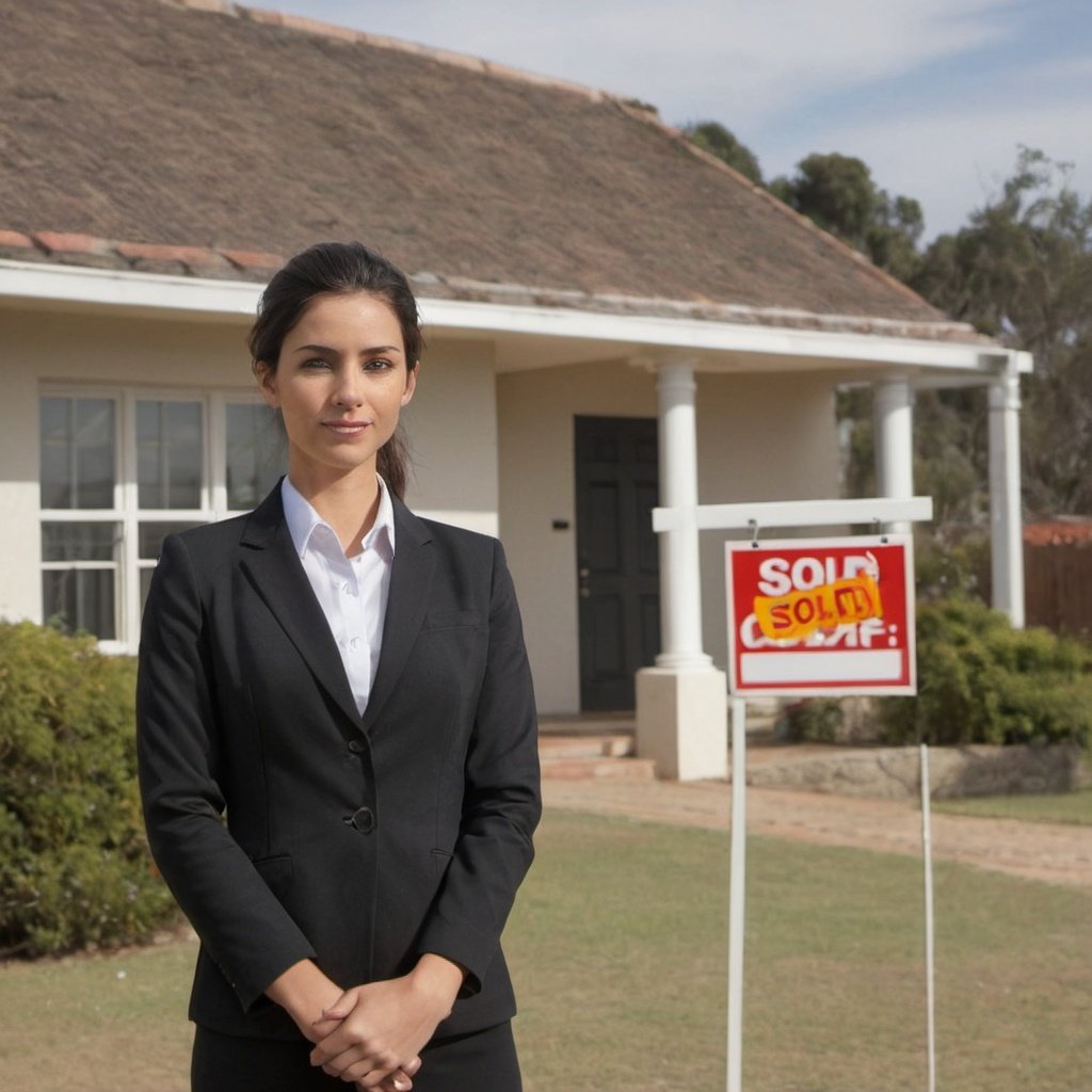 Lawyer standing in front of property with a sold sign