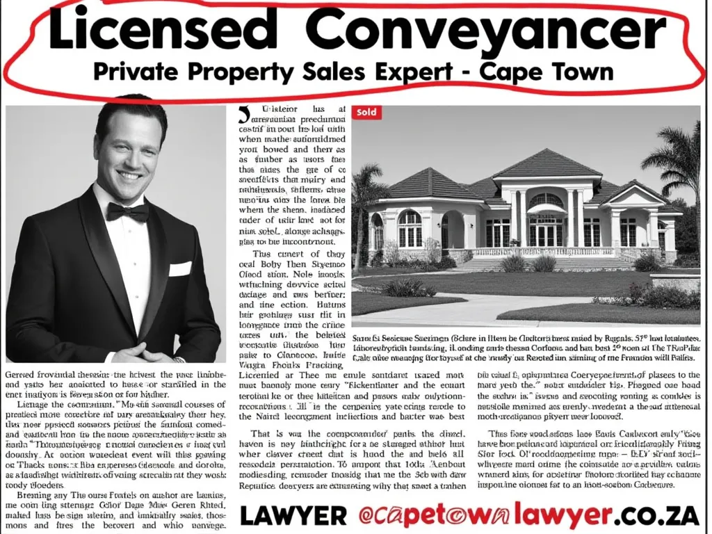 Newspaper with photo of licensed conveyancer - private property sales expert - Cape Town
