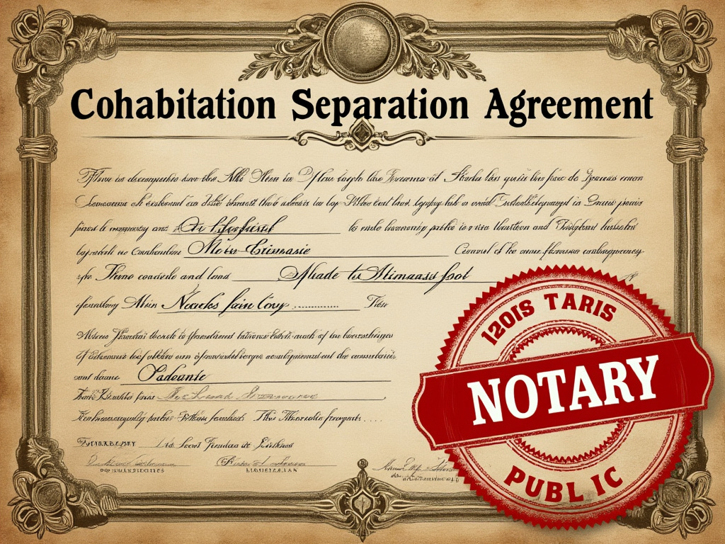 Cohabitation seperation agreement stamped by a notary public
