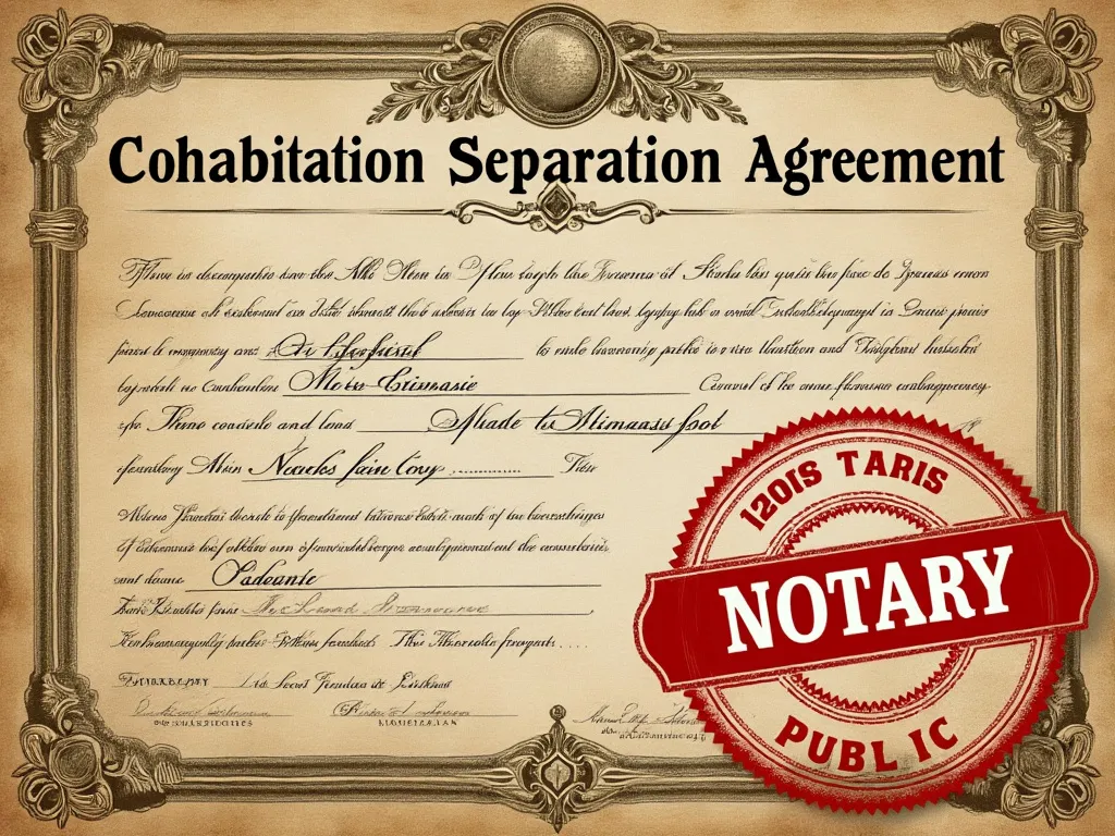 Cohabitation seperation agreement stamped by a notary public